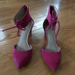 Pink suede heels